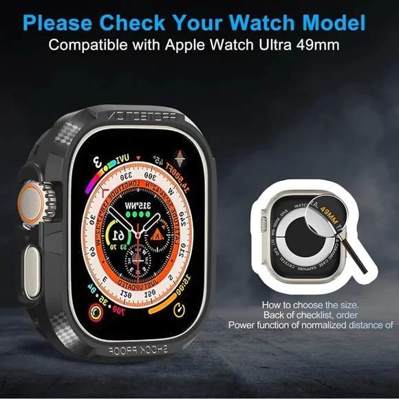Apple Watch Ultra compatible tpu black case 49 mm (2 pack) NWOT. - Picture 2 of 7